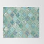 Moroccan Teal Green Throw Blanket Gallery Image 2