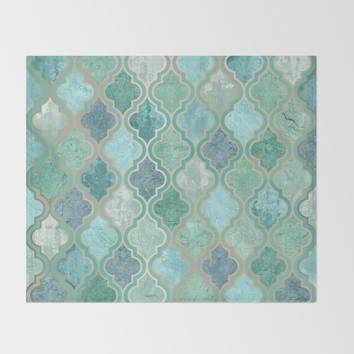 Moroccan Teal Green Throw Blanket Gallery Image 2