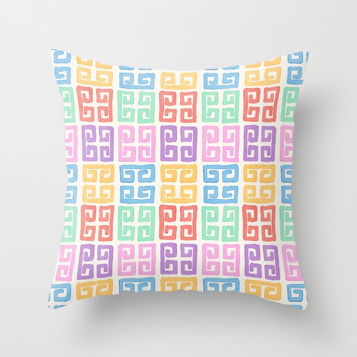 Colorful Greek Style Pattern Throw Pillow Gallery Image 1
