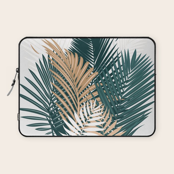 Gold and Green Palm Leaves Laptop Sleeve Gallery Image 1