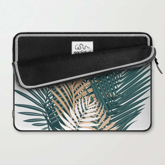 Gold and Green Palm Leaves Laptop Sleeve Gallery Image 2