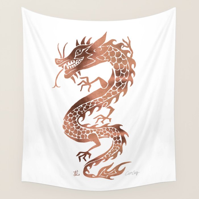 Chinese Dragon - Rose Gold Palette Wall Tapestry Gallery Image 4