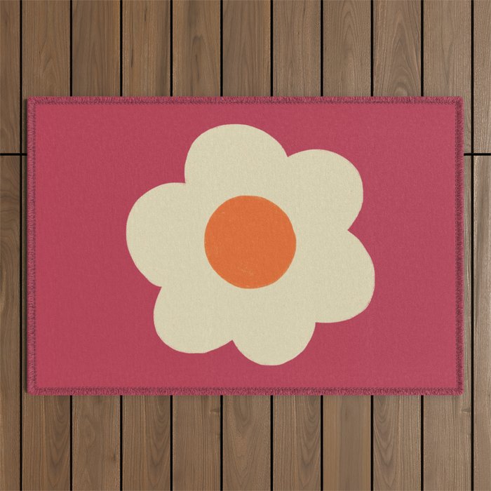 Magenta flower Outdoor Rug Gallery Image 1