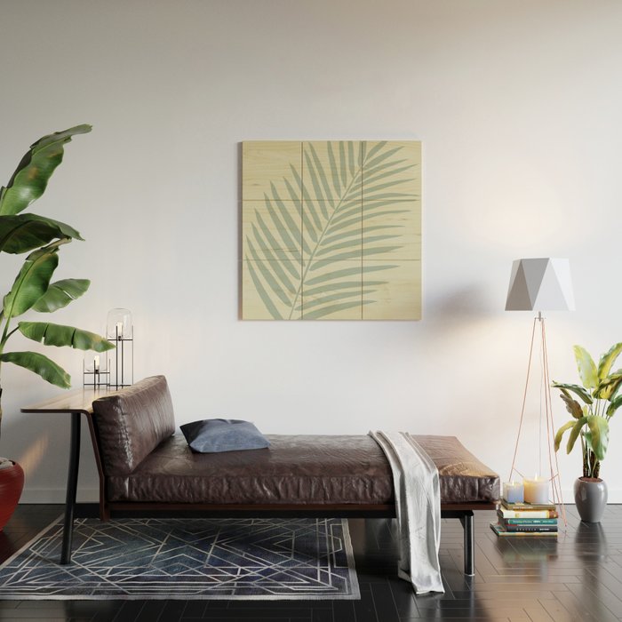 Palm Leaf Sage Wood Wall Art Gallery Image 2