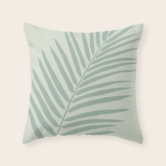 Palm Leaf Sage Throw Pillow Gallery Image 1