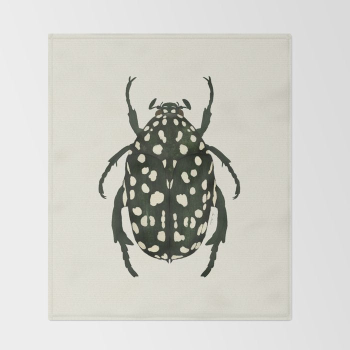 green beetle insect Throw Blanket Gallery Image 2