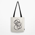 Bubble Rings Minimalist Modern Mid Century Black Ink Spirals Funky Nesting Rings Tote Bag Gallery Image 2