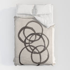 Bubble Rings Minimalist Modern Mid Century Black Ink Spirals Funky Nesting Rings Duvet Cover Gallery Image 6