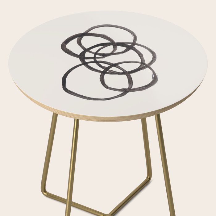 Bubble Rings Minimalist Modern Mid Century Black Ink Spirals Funky Nesting Rings Side Table Gallery Image 2