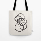 Bubble Rings Minimalist Modern Mid Century Black Ink Spirals Funky Nesting Rings Tote Bag Gallery Image 1