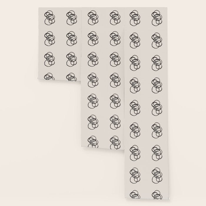 Bubble Rings Minimalist Modern Mid Century Black Ink Spirals Funky Nesting Rings Wallpaper Gallery Image 3