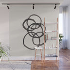 Bubble Rings Minimalist Modern Mid Century Black Ink Spirals Funky Nesting Rings Wall Mural Gallery Image 1