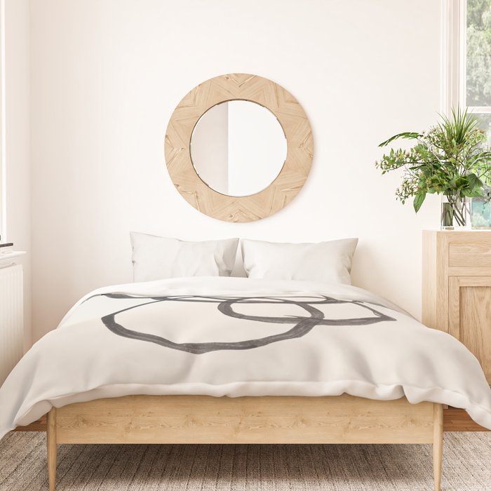 Bubble Rings Minimalist Modern Mid Century Black Ink Spirals Funky Nesting Rings Duvet Cover Gallery Image 3