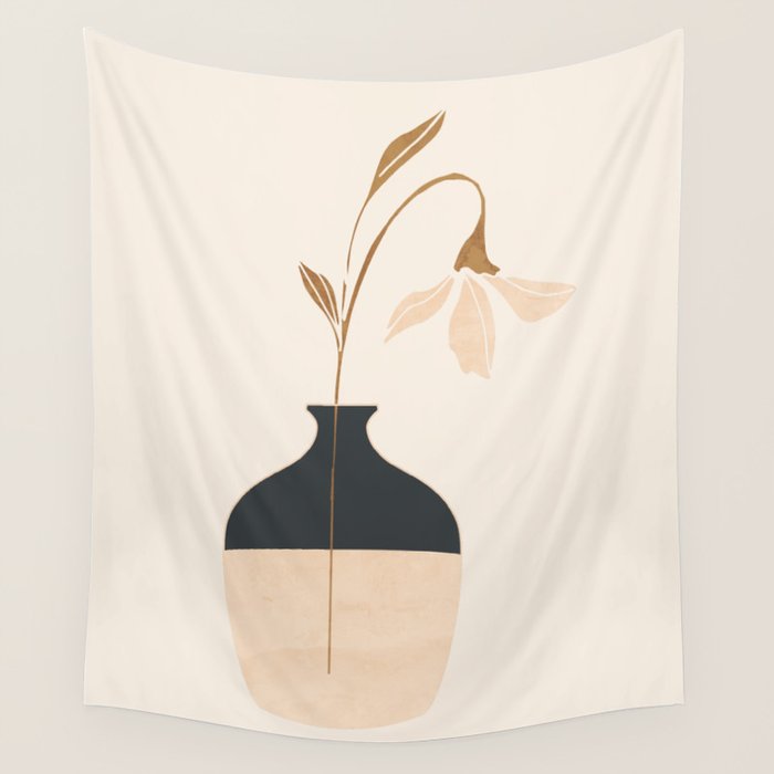 Minimal Abstract Art Vase Flower 3a Wall Tapestry Gallery Image 1