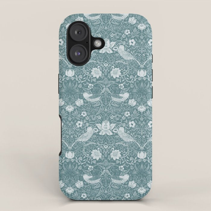 William Morris Strawberry Thief Soft Teal iPhone Case Gallery Image 1