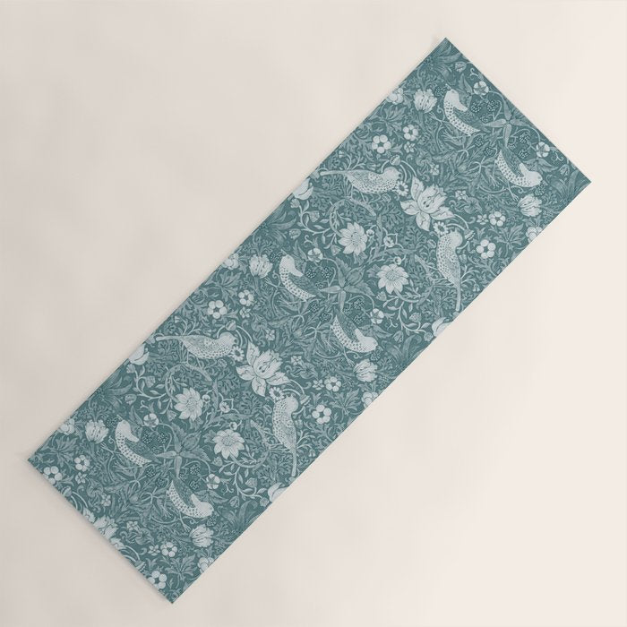 William Morris Strawberry Thief Soft Teal Yoga Mat Gallery Image 1