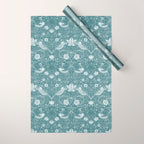 William Morris Strawberry Thief Soft Teal Wrapping Paper Gallery Image 1