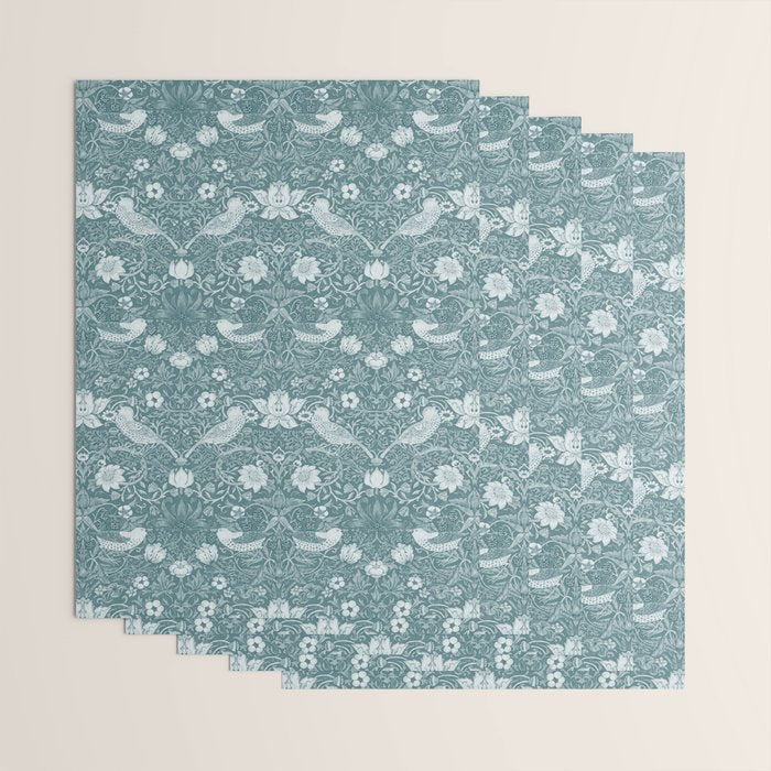 William Morris Strawberry Thief Soft Teal Wrapping Paper Gallery Image 3