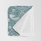 William Morris Strawberry Thief Soft Teal Throw Blanket Gallery Image 3