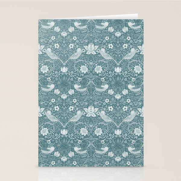 William Morris Strawberry Thief Soft Teal Stationery Card Gallery Image 2