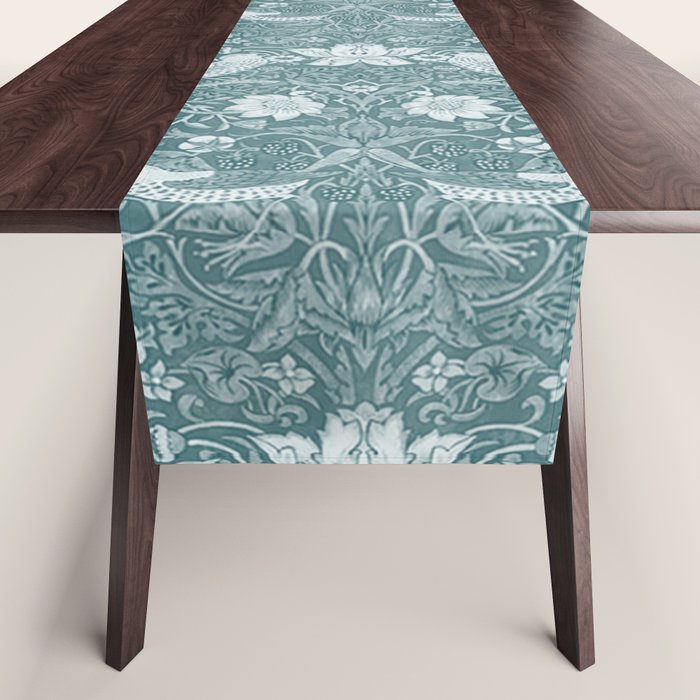 William Morris Strawberry Thief Soft Teal Table Runner Gallery Image 1