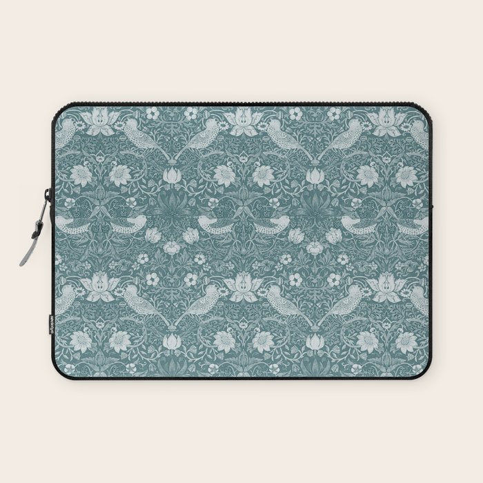 William Morris Strawberry Thief Soft Teal Laptop Sleeve Gallery Image 1