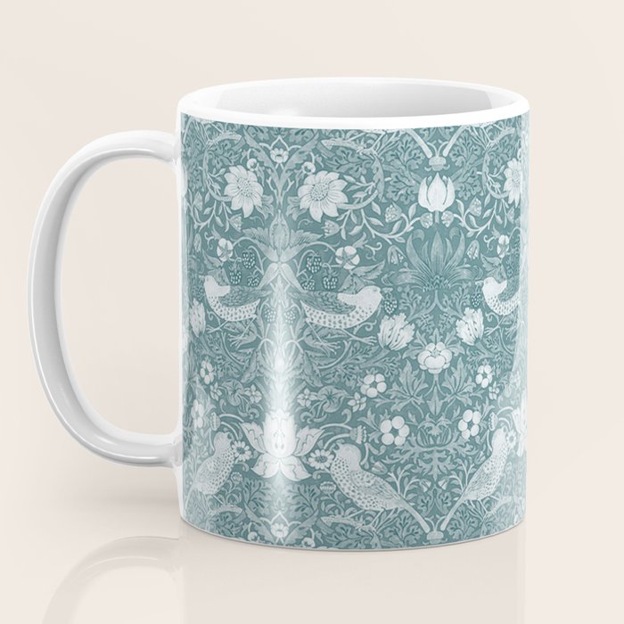 William Morris Strawberry Thief Soft Teal Coffee Mug Gallery Image 3