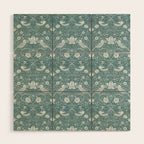 William Morris Strawberry Thief Soft Teal Wood Wall Art Gallery Image 1