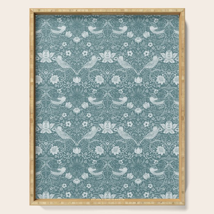 William Morris Strawberry Thief Soft Teal Serving Tray Gallery Image 1
