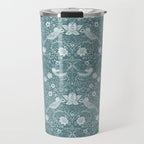 William Morris Strawberry Thief Soft Teal Travel Mug Gallery Image 1
