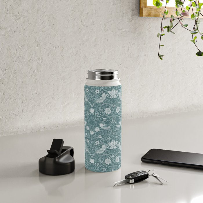 William Morris Strawberry Thief Soft Teal Water Bottle Gallery Image 4