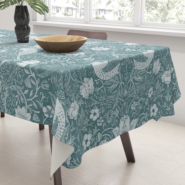 William Morris Strawberry Thief Soft Teal Tablecloth Gallery Image 3