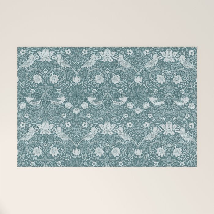 William Morris Strawberry Thief Soft Teal Welcome Mat Gallery Image 1