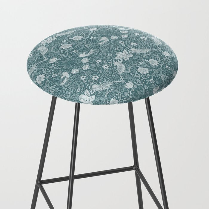 William Morris Strawberry Thief Soft Teal Stool Gallery Image 2