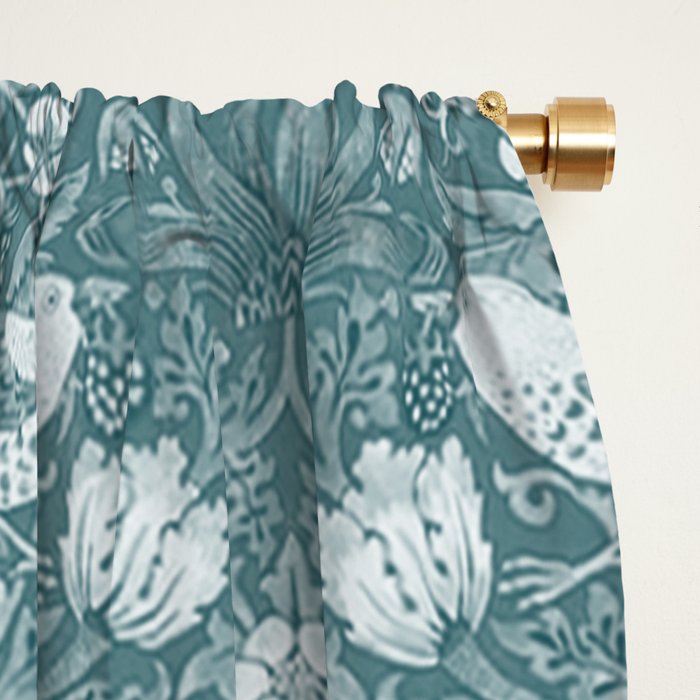 William Morris Strawberry Thief Soft Teal Window Curtain Gallery Image 2