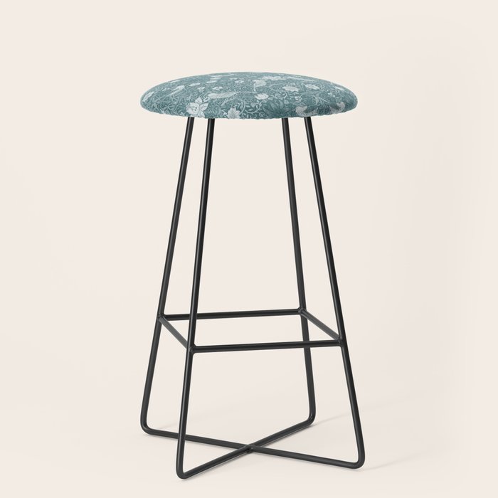 William Morris Strawberry Thief Soft Teal Stool Gallery Image 1