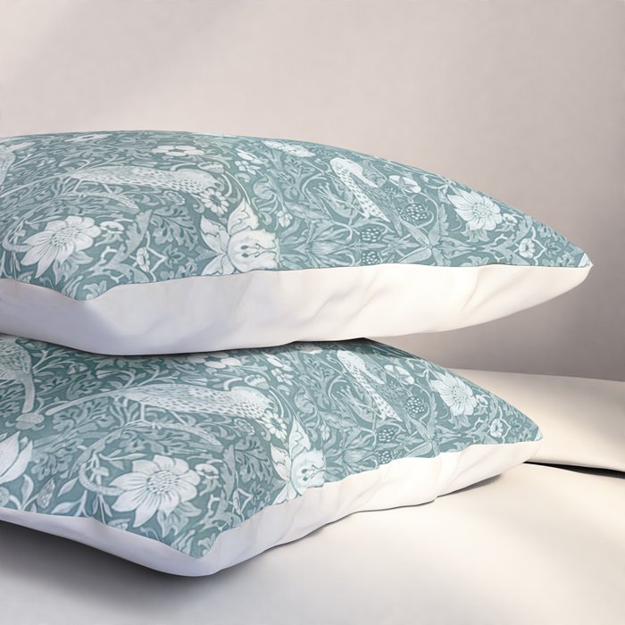 William Morris Strawberry Thief Soft Teal Pillow Sham Gallery Image 3