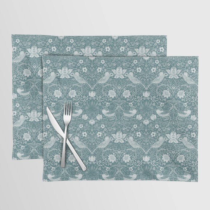 William Morris Strawberry Thief Soft Teal Placemat Gallery Image 1