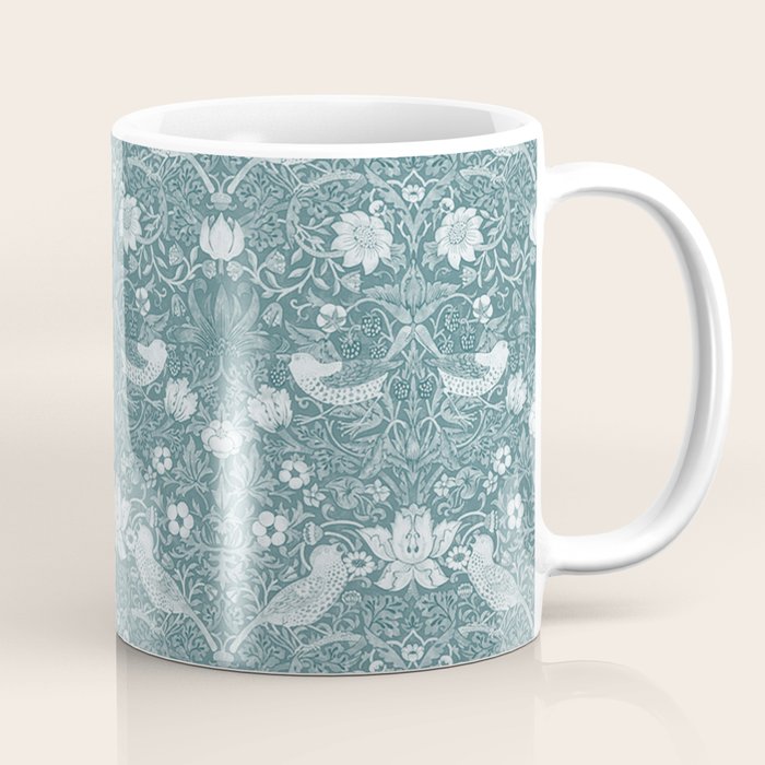 William Morris Strawberry Thief Soft Teal Coffee Mug Gallery Image 1