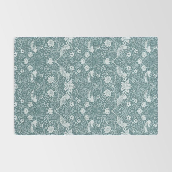 William Morris Strawberry Thief Soft Teal Rug Gallery Image 2