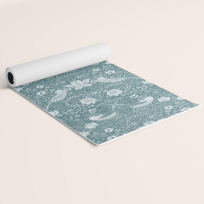 William Morris Strawberry Thief Soft Teal Yoga Mat Gallery Image 2