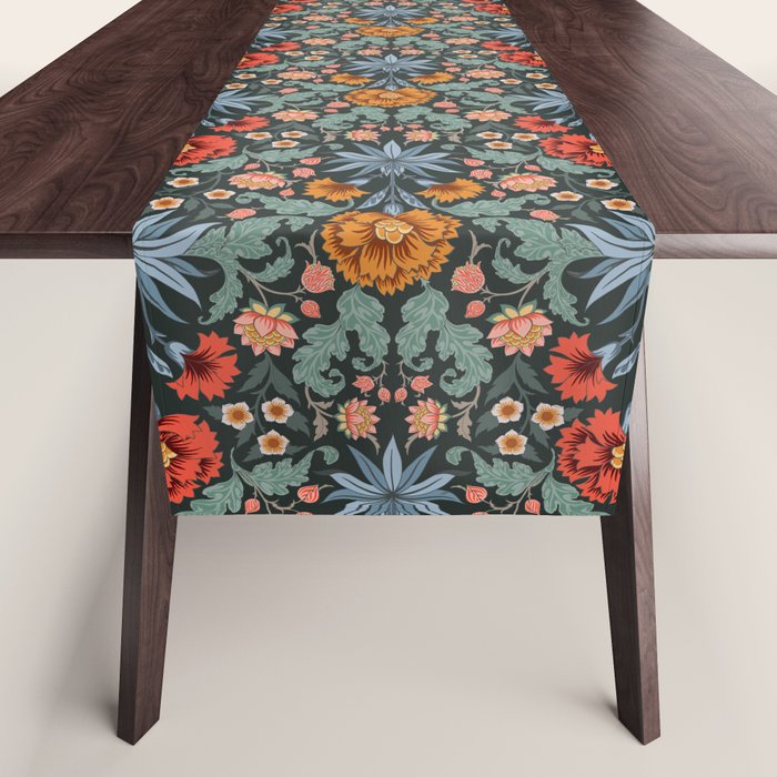 Victorian Carnation in Moody Red and Blue Table Runner Gallery Image 1
