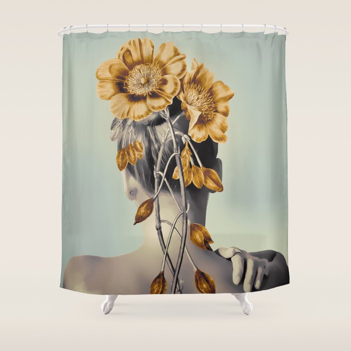 WOMAN WITH FLOWERS 2 Shower Curtain Gallery Image 1