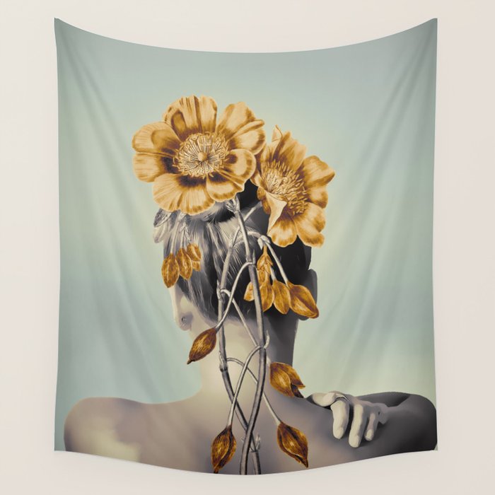 WOMAN WITH FLOWERS 2 Wall Tapestry Gallery Image 1