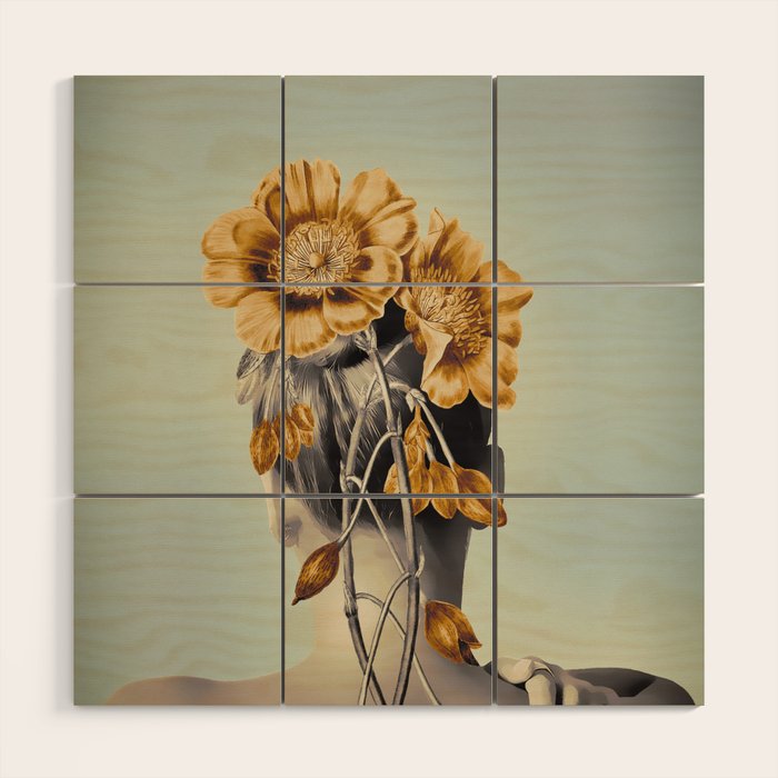 WOMAN WITH FLOWERS 2 Wood Wall Art Gallery Image 1