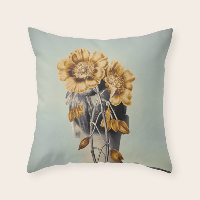 WOMAN WITH FLOWERS 2 Throw Pillow Gallery Image 6