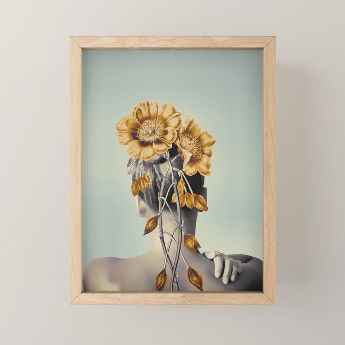 WOMAN WITH FLOWERS 2 Mini Art Print Gallery Image 1