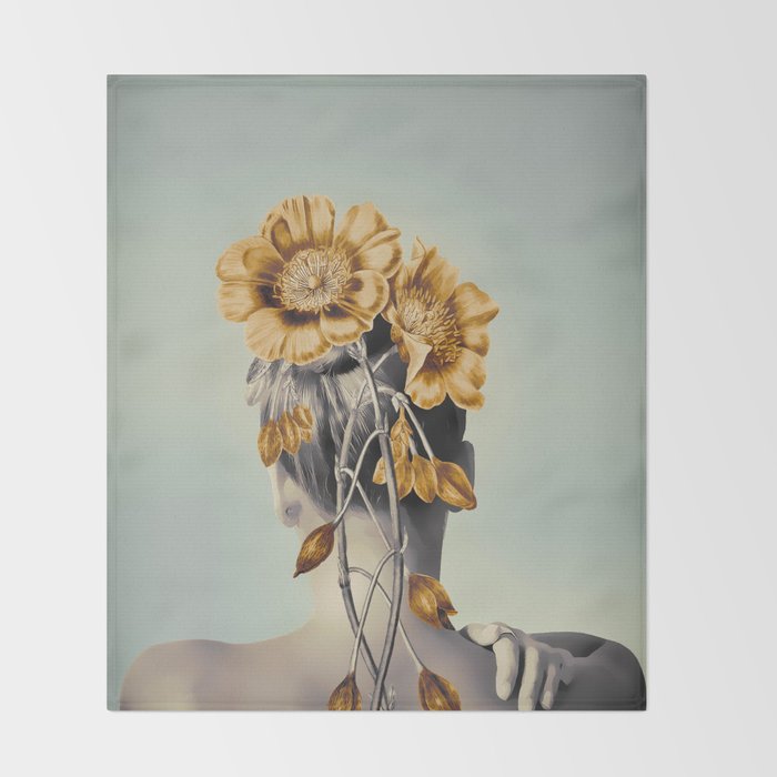 WOMAN WITH FLOWERS 2 Throw Blanket Gallery Image 2
