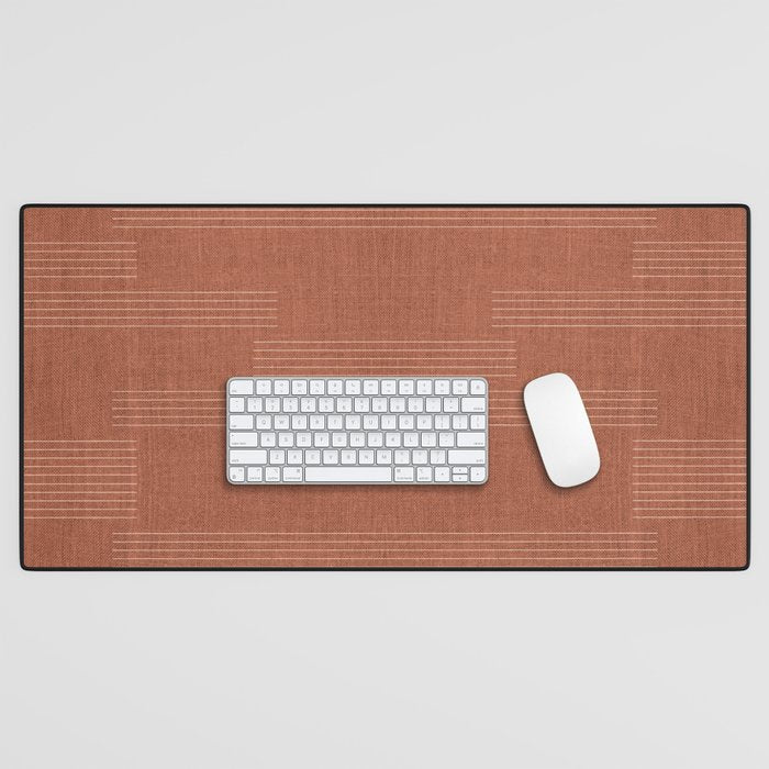 Minimal, Pattern, Boho Prints, Terracotta Desk Mat Gallery Image 1