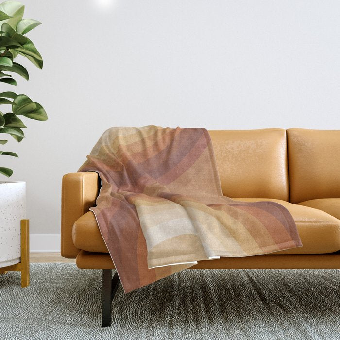 Double the Rainbow - Terracotta Throw Blanket Gallery Image 1